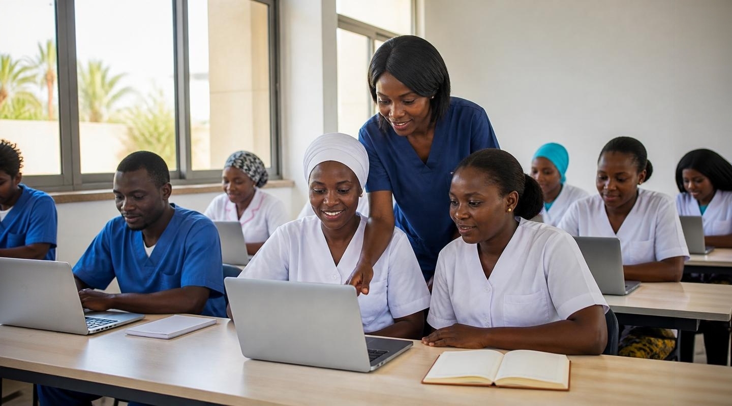 Médecin africain animant une réunion avec des collègues